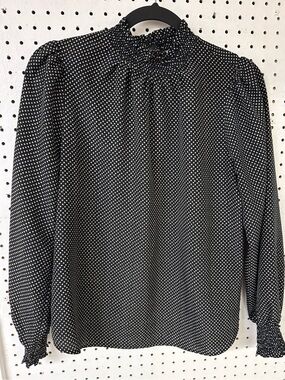 Black blouse with tiny polka dots